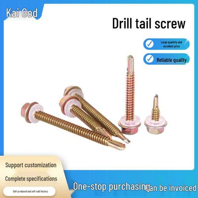 Hex Head Pointed Tail Screws with Color Steel Tile Washers & Swallow Tail Self-Tapping Self-Drilling Wood Screws