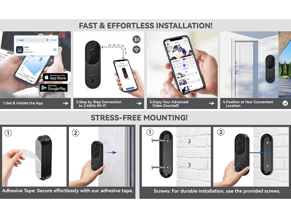 Smart Wi-Fi Doorbell with Intercom, Human Detection, HD Night Vision & Home Monitoring