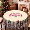 Christmas Tablecloth, Merry Christmas Merry Christmas Snowman Elk Flower Round Tablecloth