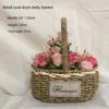 Easy To Carry Retro Handheld Flower Basket Straw Weave Flower Basket High Quality Home Decoration
