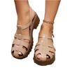Women Summer Platform Sandals Open Toe Woven Design Adjustable Buckle Strap Thick Sole Casual Outdoor Footwear