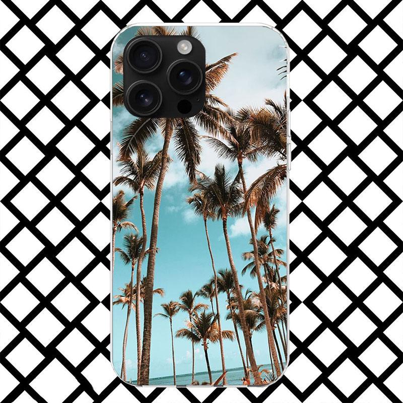 Summer Beach Sunset Sea Palm Tree Phone Case for iPhone 17 Air 16 16E 15 14 Plus 13 Mini 12 11 Pro Max 7 8 + SE 2020 Soft Cover