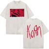 Korn Europe Tour  Vintage Washed T Shirt Fan Gifts Metal Gothic Rock Band Tshirts Mens Clothing Casual Short Sleeve Tshirt