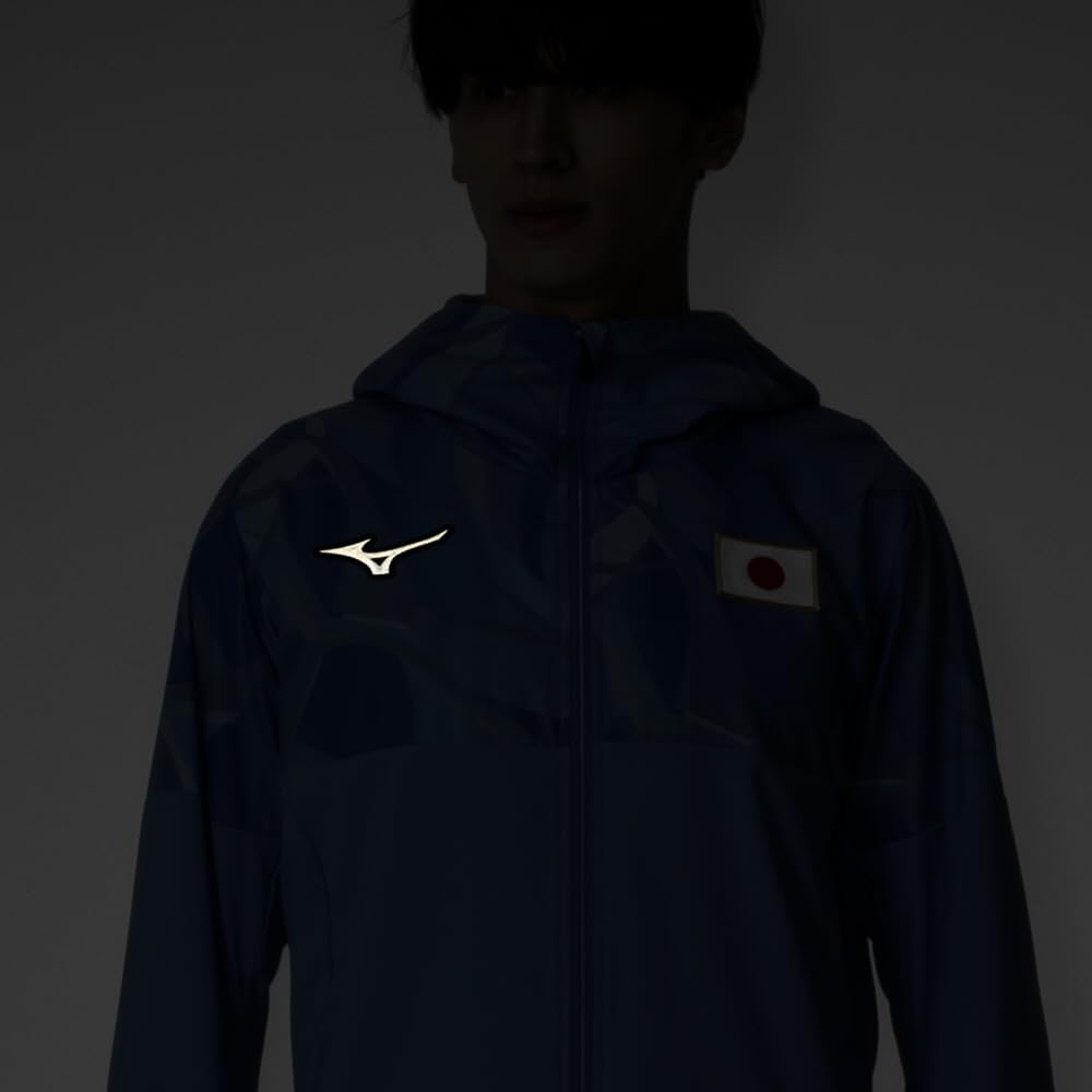Mizuno Authentic Stretch Cloth Hoodie with JAPAN Logo and MUGEN GRAPHIC Parisian Blue Player-Inspired Jersey, 32MCBPA3,