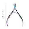 1pc Iridescent Rainbow Stainless Steel Cuticle Nipper Hypoallergenic, Precision Manicure & Pedicure Tool Dead Skin Pliers Nail