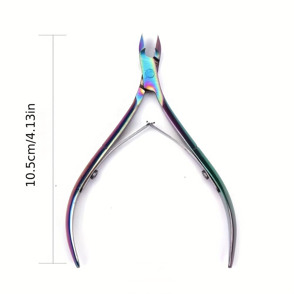 1pc Iridescent Rainbow Stainless Steel Cuticle Nipper Hypoallergenic, Precision Manicure & Pedicure Tool Dead Skin Pliers Nail