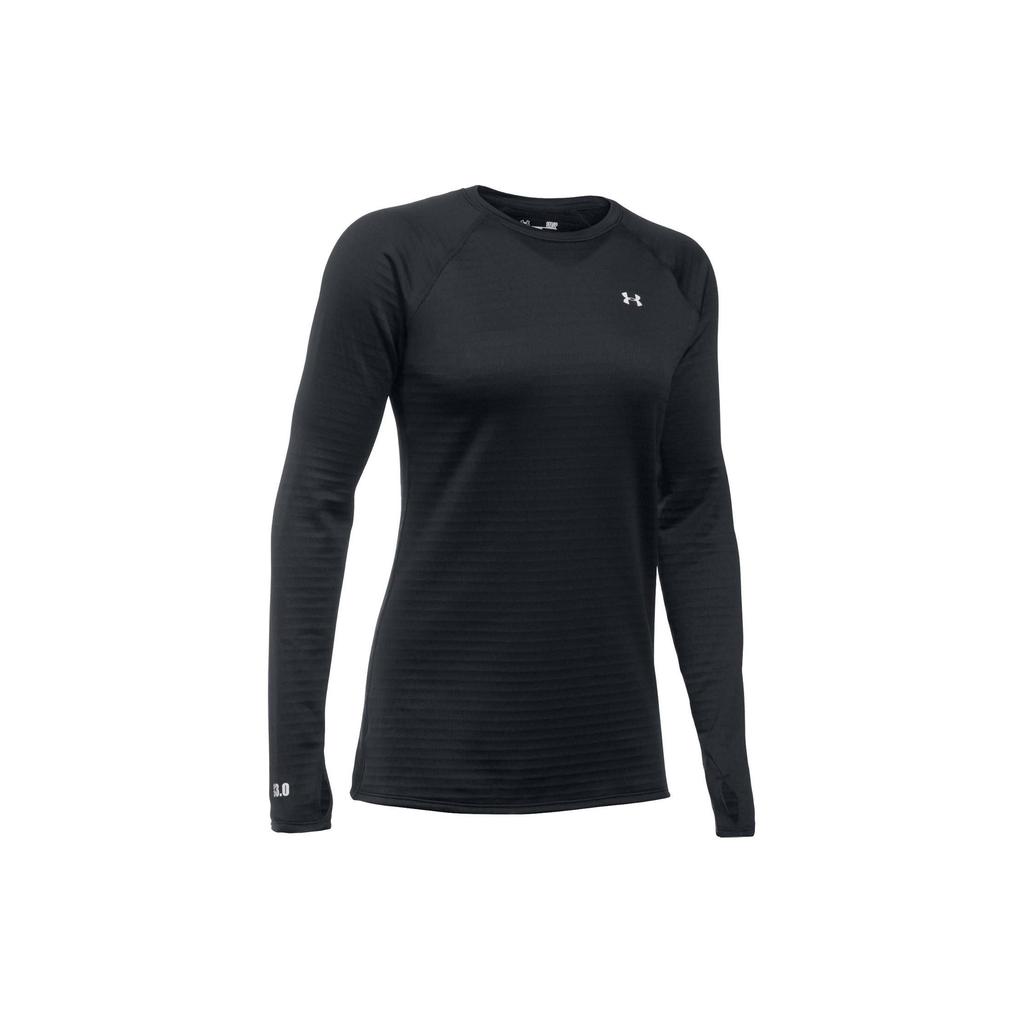 Under Armour Solid Color Crew Neck Pullover Raglan Long Sleeve T-Shirt Women Tops Black 1280941-001