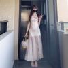 Royal Sister, Beautiful V-neck Tight-fitting Hip-wrapped Long Dress, Retro High-end Feeling, Great-looking Dress, Casual Summer