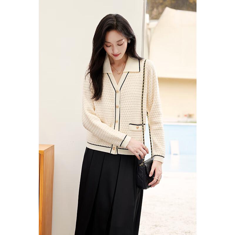 VICTORIA&VERA Faux Two-Piece Ribbed Knit Cardigan