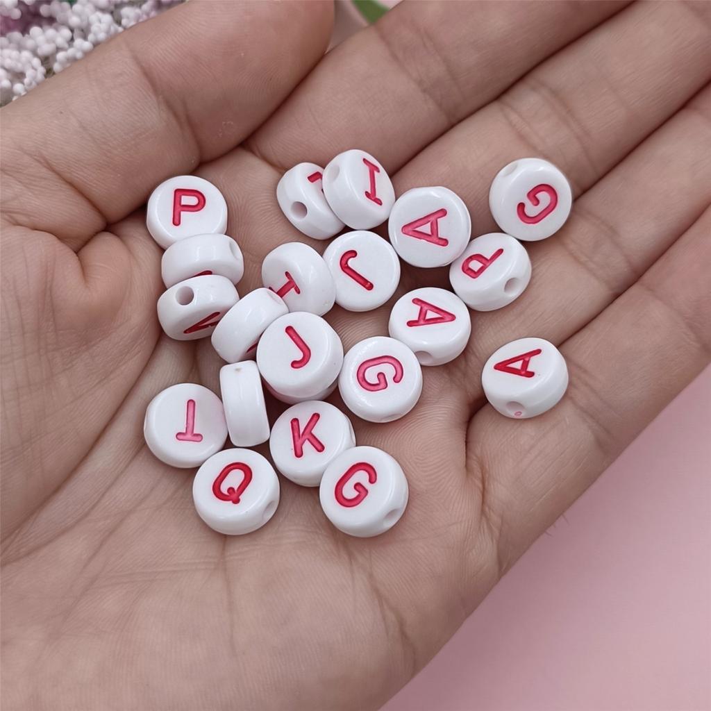100Pcs 10mm For Jewelry Making DIY White Colorful Letter Loose Beads Necklace Bracelet Pendant Candy Color