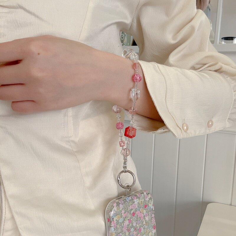 Light Luxury High-End Crystal Bead Mobile Phone Chain,Lnstagram Style Women's Pearl Wrist Bag Decoration,Keychain Hanging chain
