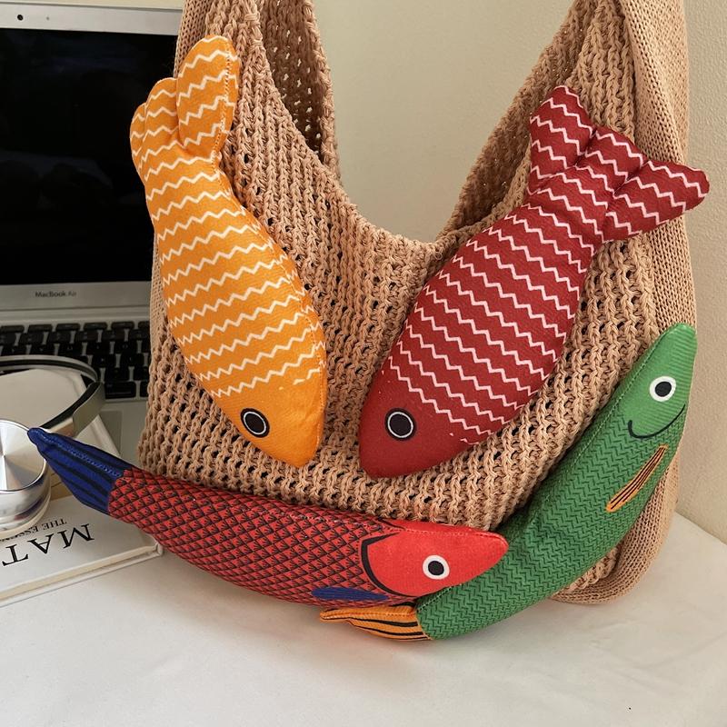 Borse a Spalla Shopper in Lana Lavorata a Maglia Decorazione Pesce Fortunato per Donna Grande Capacità Borsa da Shopping Borsa a Mano Casual da Strada Design Koi 2026