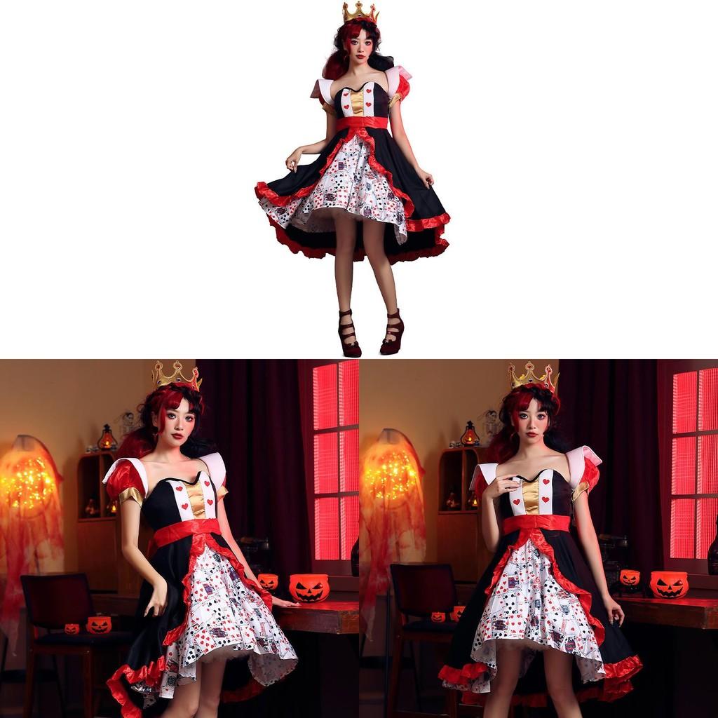 Alice In Wonderland The Red Queen Costume Dress With Polyester Fabric For Halloween Stage Performance Women