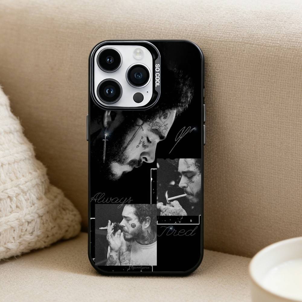 King P-Post M-Malone Phone Case For iPhone17, 16,15,14,13,12 Pro Max Black Candy Matte Shockproof Cover