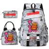 Chainsaw Man Anime Print Student Backpack Set for Girls with Lunch Bag Pencil Case School Daily Use