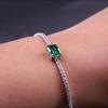 100% 925 Sterling Silver Tennis Bracelet Adjustable 5*7MM Emerald Cubic Zirconia  Fashion  Bracelet for Women Jewelry Gifts