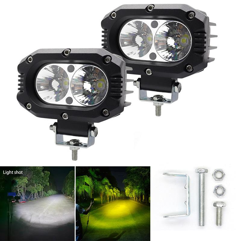 1/2pcs Universal Motorcycle LED Fog Lights Yellow White Spotlight 10W Floodlights 6000lm Auxiliary Fog Lamp