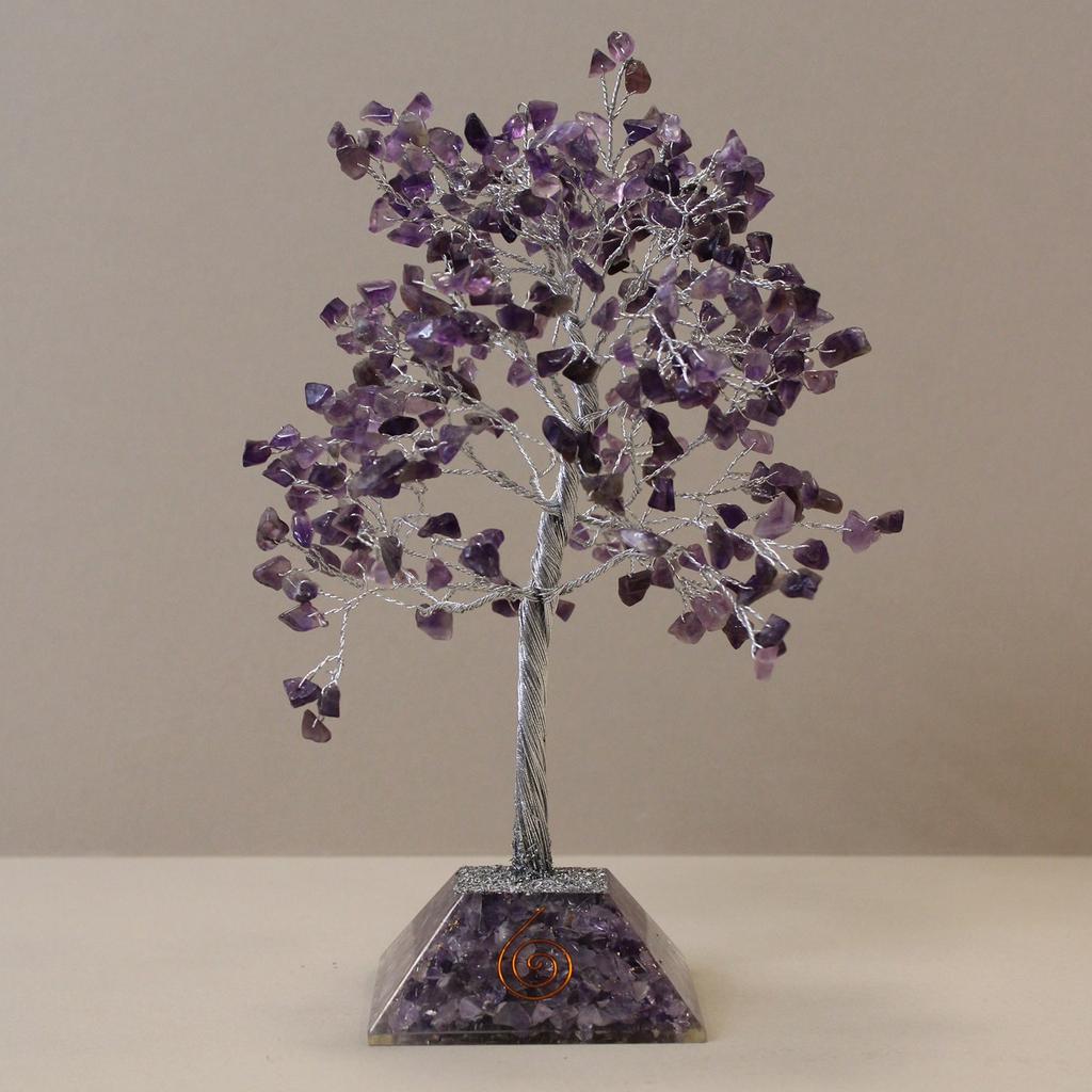 Amethyst Crystal Tree Orgonite Base, 320 Gemstones