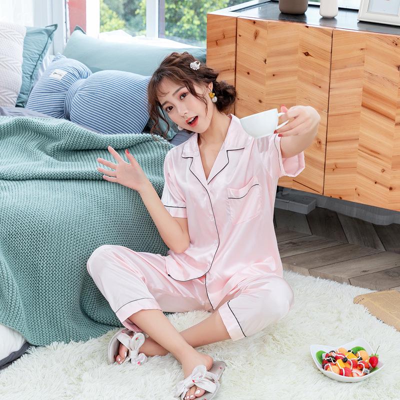 Han Yatong Silk Couple Pajamas Set: Autumn Long Sleeve Cardigan Homewear