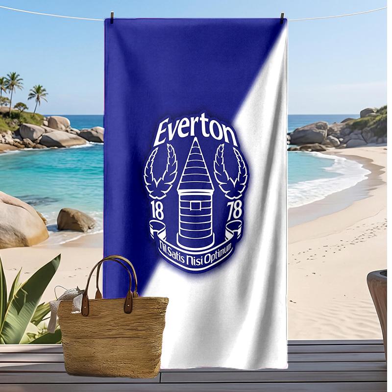 Ręcznik plażowy z nadrukiem Everton Football Club, Duży Miękki Szybkoschnący Ręcznik na Plażę Kemping Pływanie