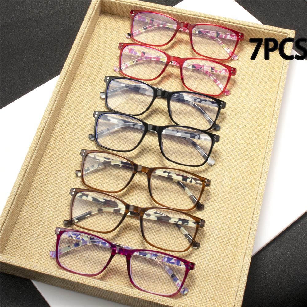7PCS Reading Glasses Lightweight Anti Eyestrain Fashion Computer Presbyopic Glasses For Women Men