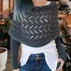 1Pc Scarf With Long Sleeve Warm Knitted Shawl Autumn/Winter Women's Outdoor Hollow Out Soft Solid Color Acrylic Fibers