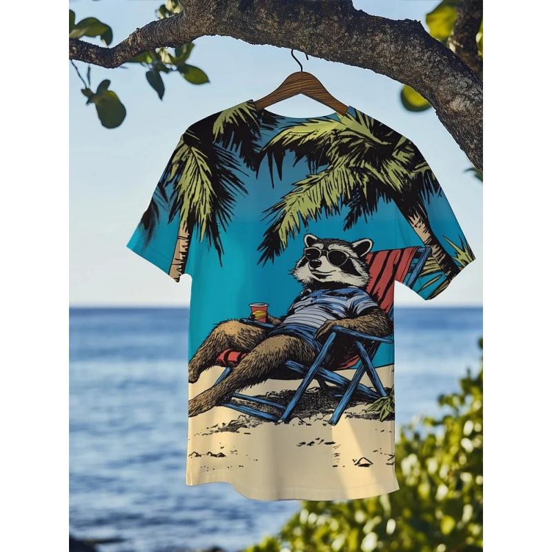 

Забавные животные Выдра Обезьяна Волна Графический 3D-принт Футболка для мужчин Летняя мода Топы с круглым вырезом Свободные футболки с коротким рукавом 6XL