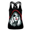 Halloween Night Street Show Horror Skull Print Ladies Sling Vest