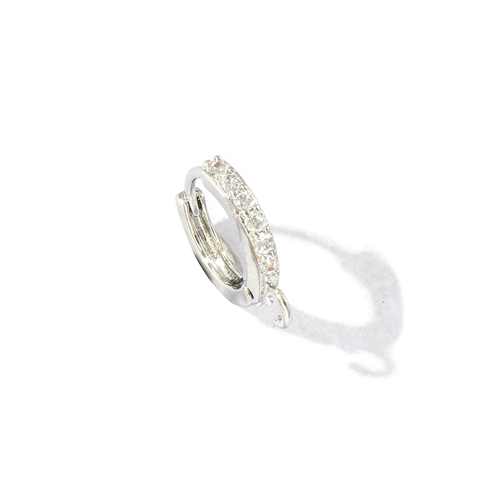 

1-5 Pairs Brass Micro Pave Huggie Hoop Earrings Hooks Earwires Basic Fasteners Clear Cubic Zirconia With Loop Earring Fixtures 1 pair