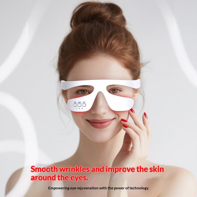 1 Set 3D Red Light Eye Fatigue Dark Circles Relaxing Under-Eye Glasses Massage Beauty Machine Smart Eye Massager