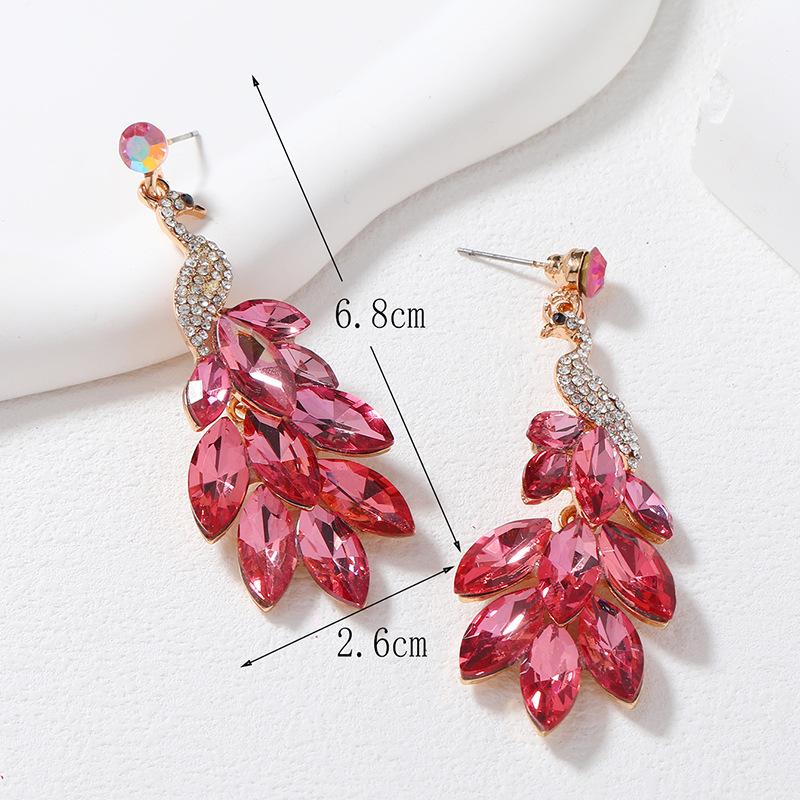 Exotic Peacock Dangle Earrings for Women Exquisite Shiny Zircon Earring Vintage Ethnic Ear Accessories Trendy Aesthetic Jewelry