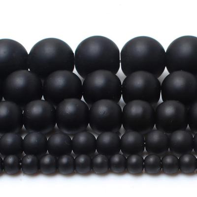 Natural Stone Black Matte Agate Round Beads for Jewelry Making 15.5 Inches 4 6 8 10 12mm