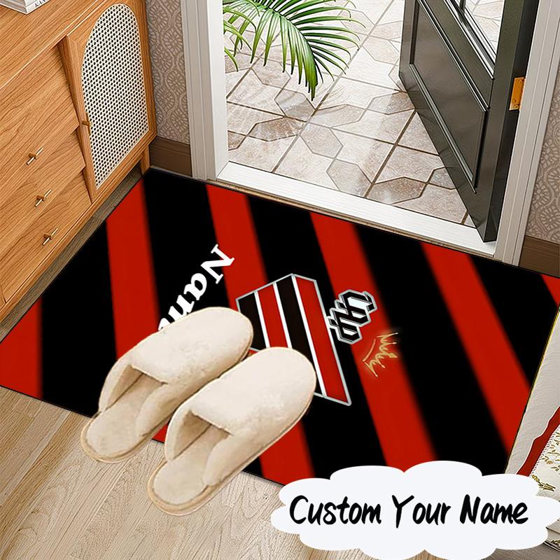 Custom Name Cap Logo Design Rug for Living Room, Game Rooms, Office, Bedroom, Floor Mat Playful Design, Fan Gifts Christmas Decor