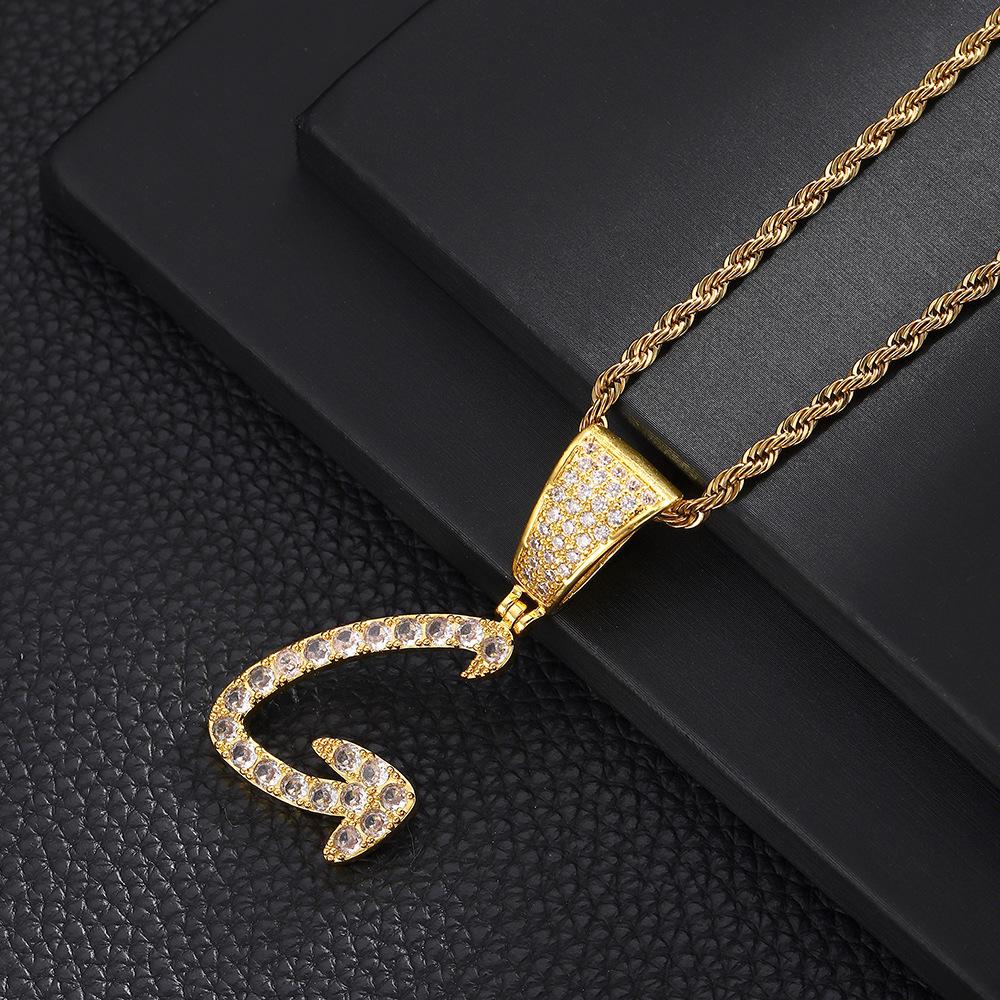 26 English Women'S Letter Pendants Necklace Twist Chain Zircon Letter Pendants Jewelry