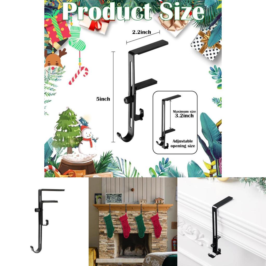 Christmas Sock Holder With Adjustable Non Slip Metal Hooks For Fireplace Decor