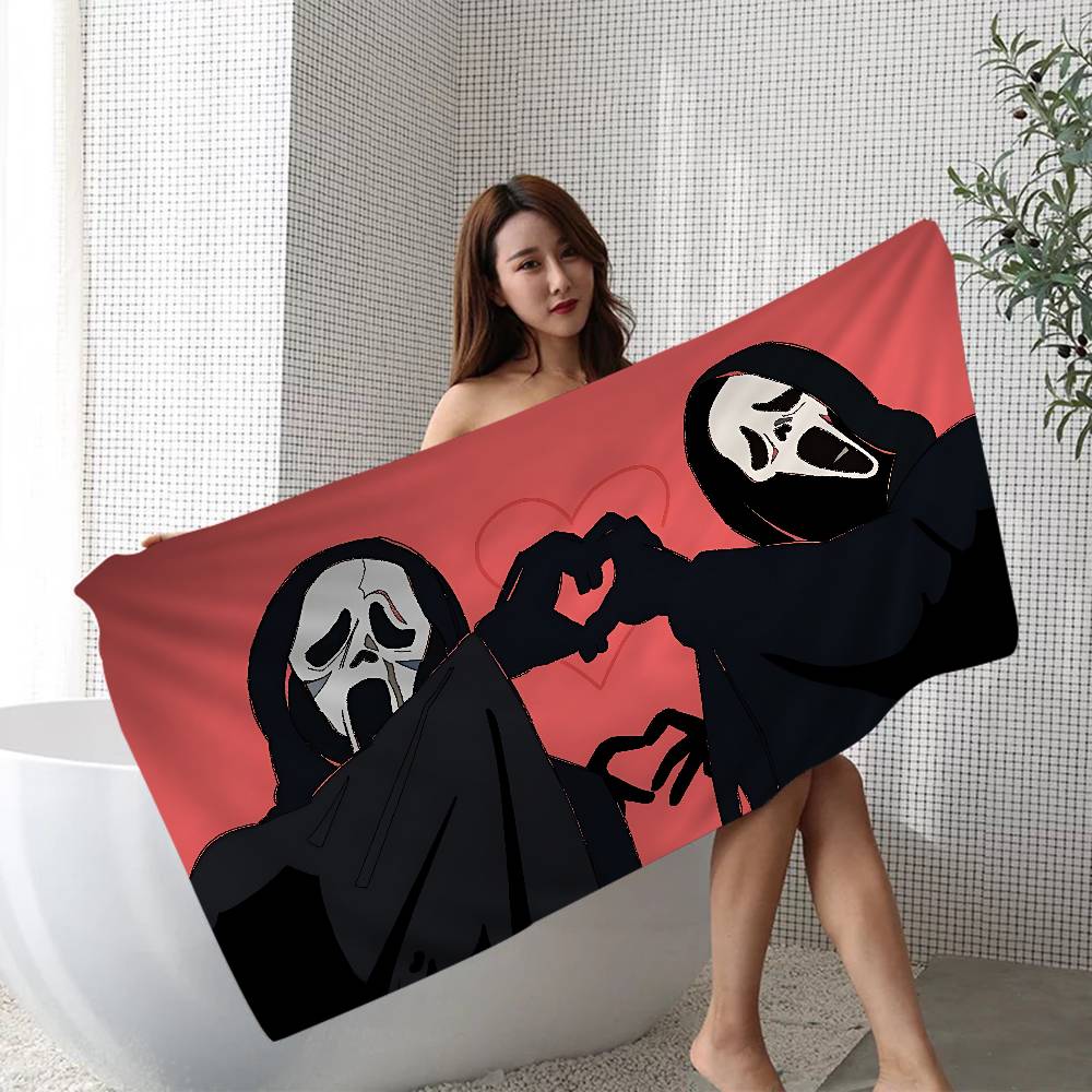S-SCREAMS Horror Movie Microfiber Printed Beach Towel Mountain Climbing Yoga Beach Swimming Running Absorbent Soft Towel