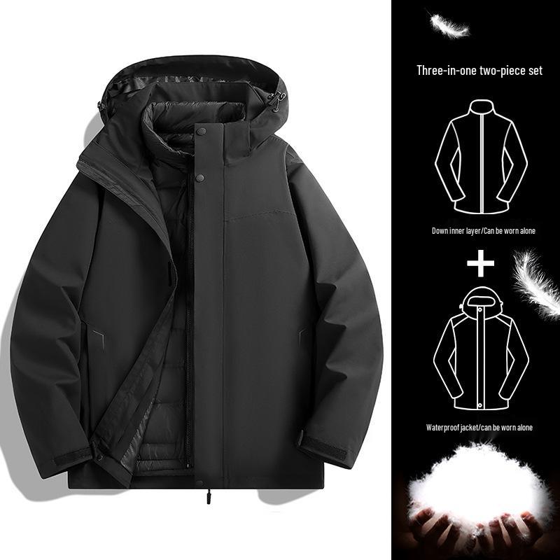 Op maat Gemaakte Winddichte en Waterdichte Heren 3-in-1 Outdoor Jas met Logo Bedrukking voor Bedrijfs- en Teamkleding