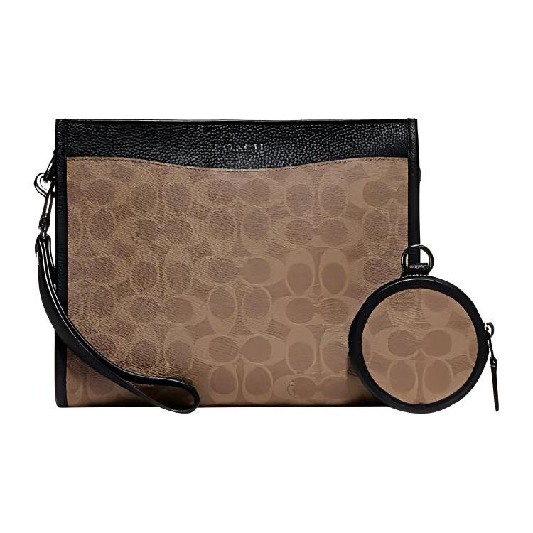 New COACH Hitch Artificial Leather Combination Storage Bag Combo Bag Shoulder Bag Crossbody Bag Medium Size Men's Umber CC088-TN2