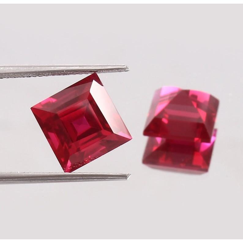 AAA 11 MM Flawless Blood Red Ruby Square Cut Loose Gemstone Mozambique 2pcs