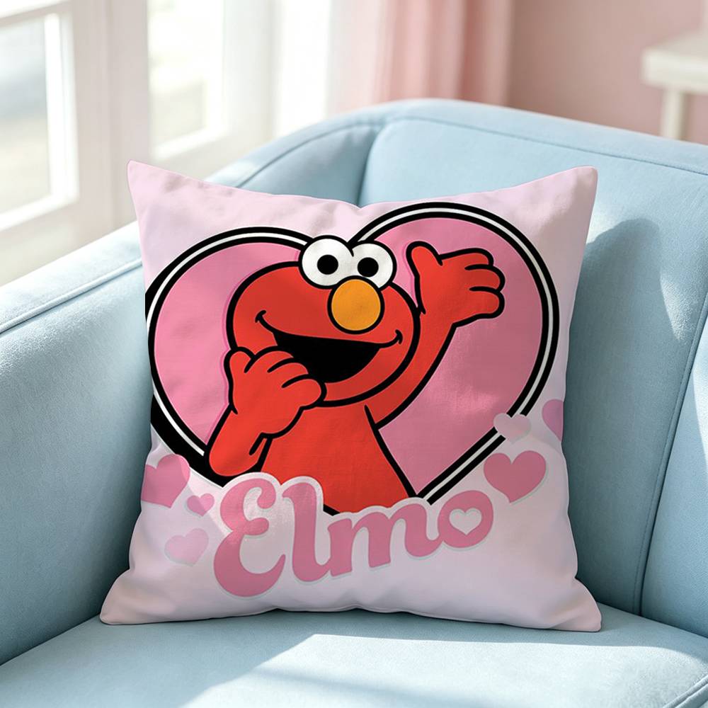 The Cute Cartoon EElmo Square DoubleSided printed Pillow Case Bedroom Bedside Pillow Sofa Cushion Cover