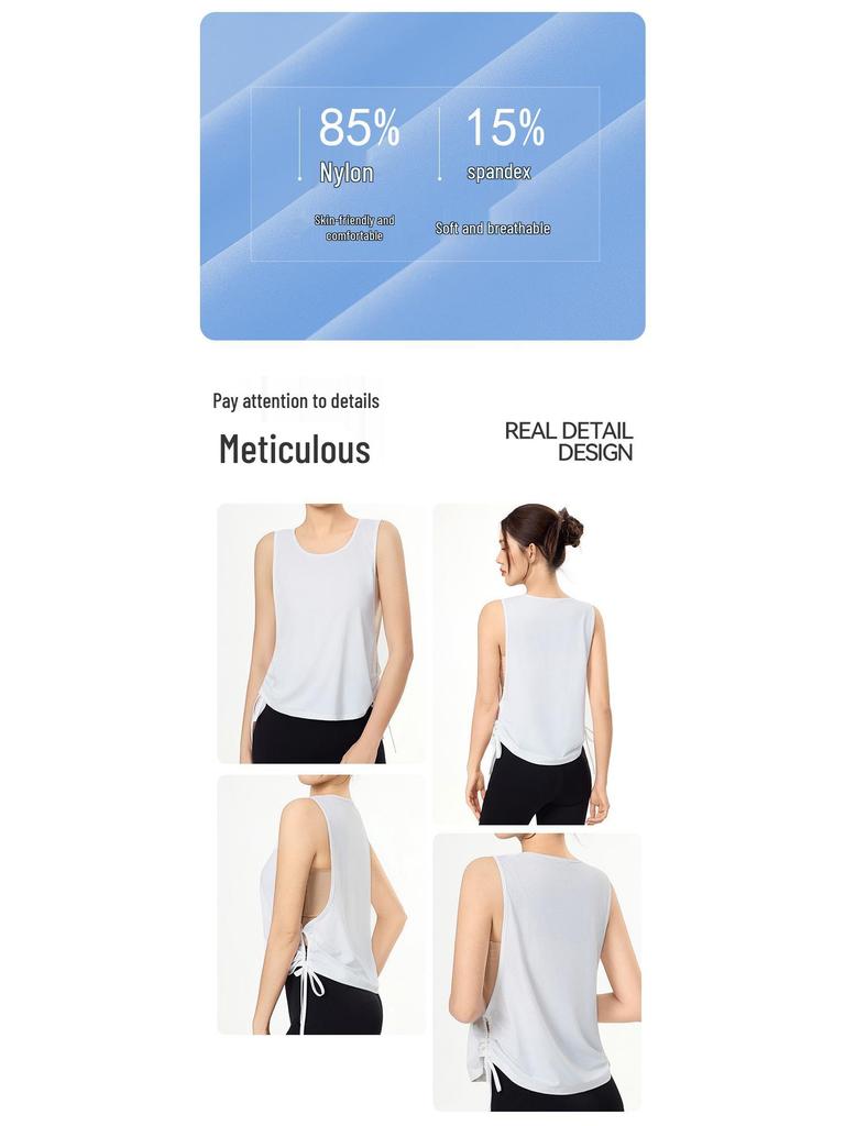 Women's Spring Summer Yoga Running Mesh Tank Top - Quick-Drying, Sleeveless, Loose Fit
