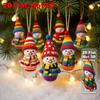 16Pcs 2D Flat Snowman Wooden Ornaments Knitted-Style DIY Xmas Tree Hanging Ornament Colorful with Ribbons Christmas Decoration