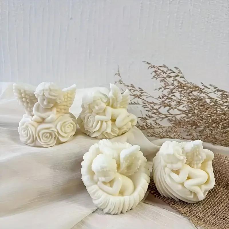 Top Quality Embossed Dreamy Angel Candle Silicone Mold - Suitable for DIY Church Candles, Holiday Decorations Plaster Home