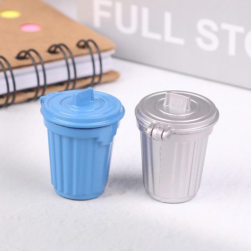 Miniature Toy Model Scene Doll House Accessories Mini Wooden Trash Can Dustbin Mini Waste Bin