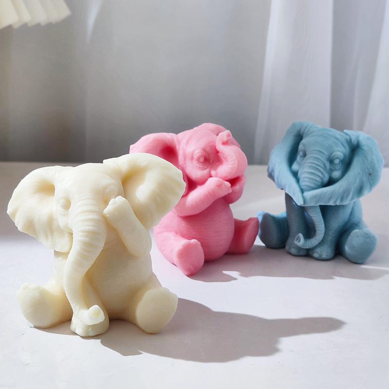3D Elephant Silicone Candle Mold Cute Sitting Elephant Animal Soap Gypsum Resin Production Tool Home Decoration Crafts Gifts