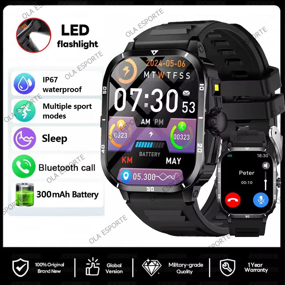 New Smartwatch Bluetooth Calling, Message Alerts, Alarm Clock, Outdoor LED Flashlight, Multi-Sport Mode Smart Watch Men Women