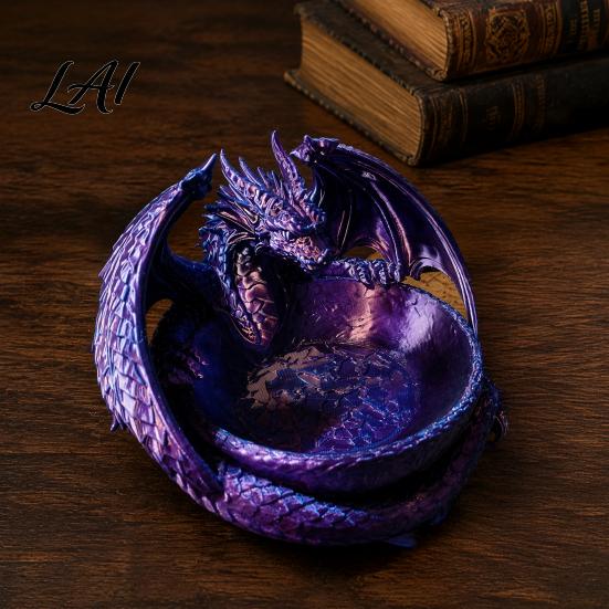 Gothic Home Decor 3D Printed Dragon Jewelry Tray Fantasy Catchall Key Desktop Storage Artifact Holder Medieval Gift for Fans Unique Bowl