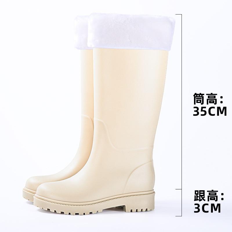 Rain shoes women's high rain boots wear thick-soled waterproof long tube women's water shoes outdoor non-slip seamless glue shoes