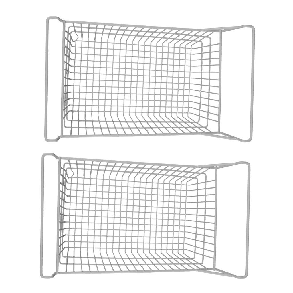 2pcs Baskets for Chest Household Wire Storage Basket Bins with High Low Handles for Cabinet