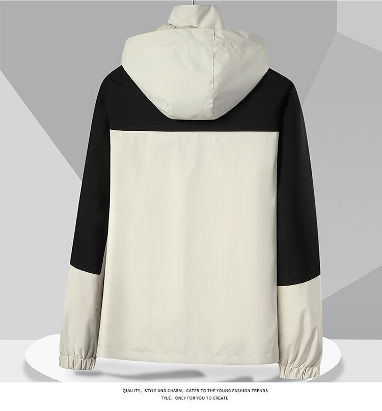 Autumn Waterproof Windproof Hooded Jacket - Unisex Color Block Thin Mountaineering Outerwear